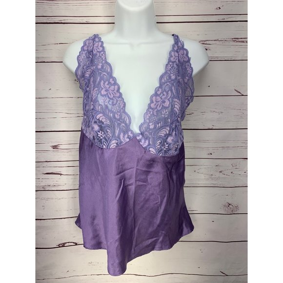 Avon Purple Satin Lace Size 1X Crossback‎ Sleep Top - Picture 1 of 7
